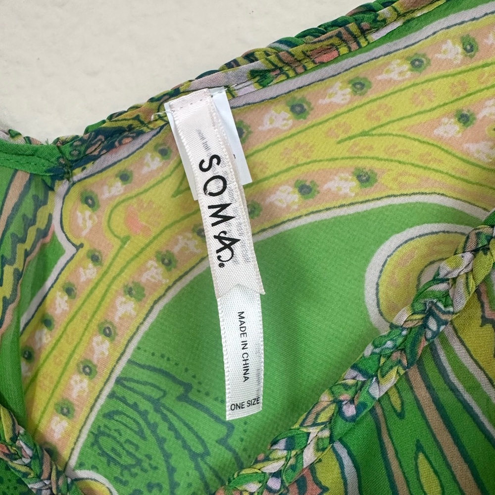 Soma Green Chiffon Scarf-Hem Cover-Up Dress - Picture 3 of 13
